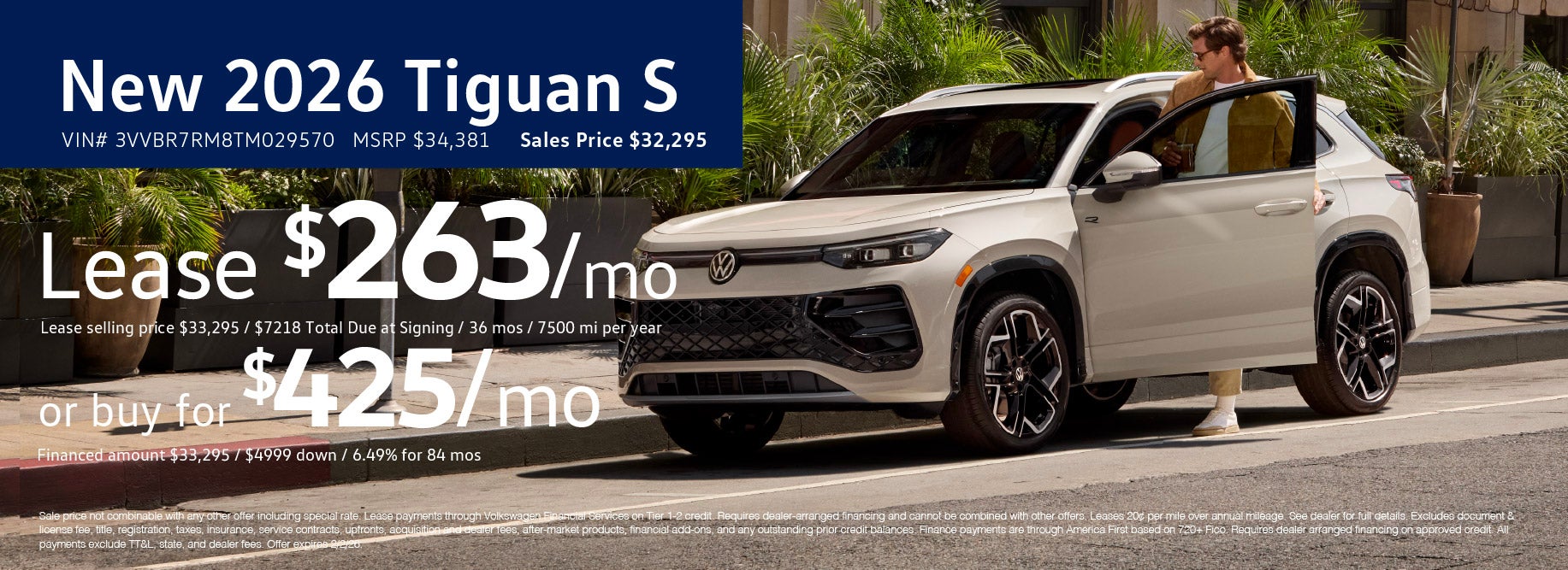 Lease the '26 Tiguan for $263/mo at VW SouthTowne