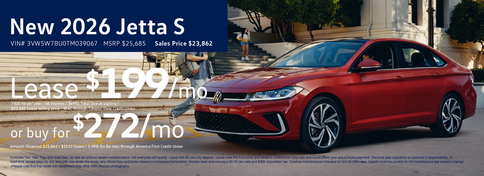 Lease '26 Jetta S $199/mo at VW SouthTowne