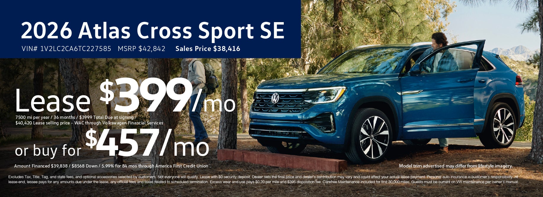 Lease 2026 New Atlas Cross Spor for $399/mo at VW SouthTowne
