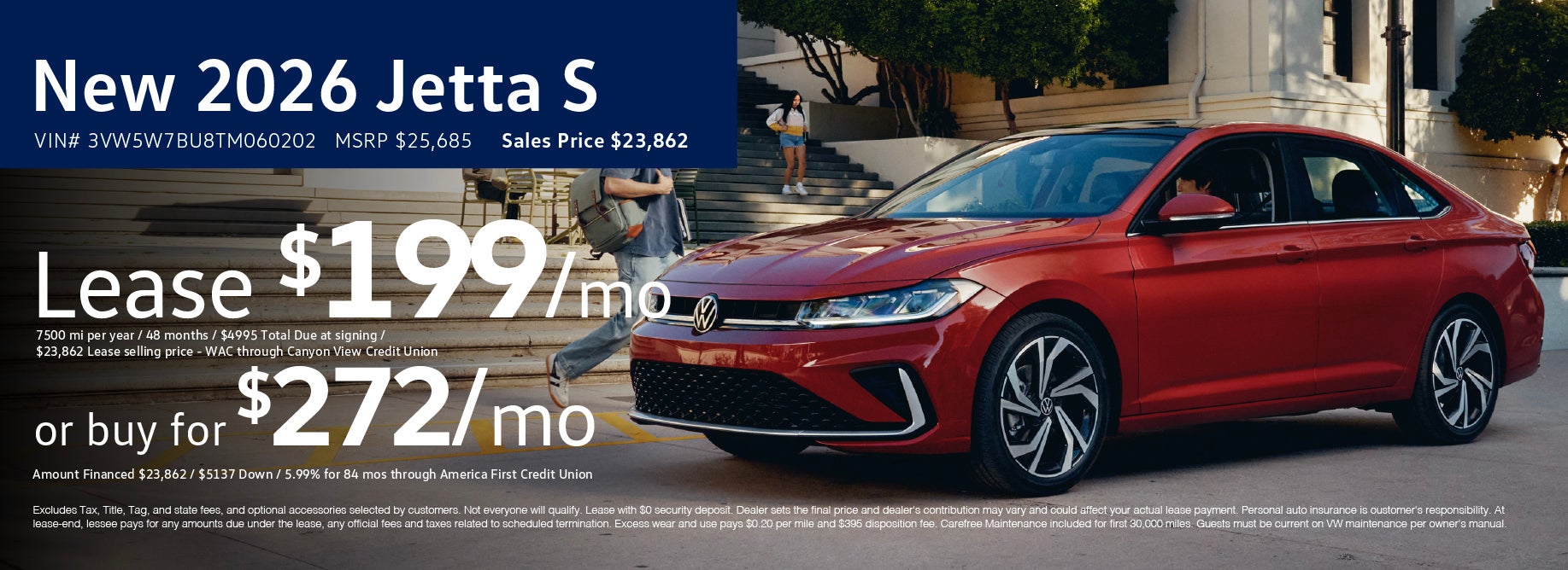 Lease '26 Jetta S $199/mo at VW SouthTowne