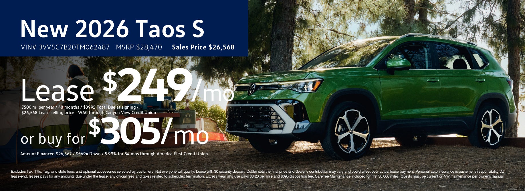 Lease 2026 New Taos for $249/mo at VW SouthTowne